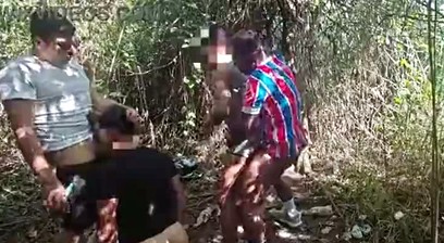 I gave my ass to 3 active guys behind the trees in the park.