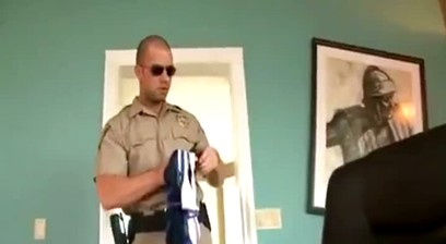 Hot Cop Jacking Off And Using His Nightstick and Flashlight As Dildos