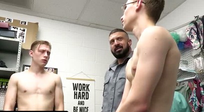 Nerdy Boy Fulfills His Dream Of Sucking Two Dicks At The Same Time In The Backroom