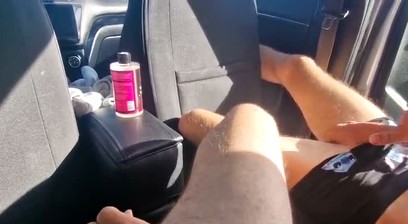 A horny hetero man got into my car and fucked my smooth hole without a condom, filling it with hot c