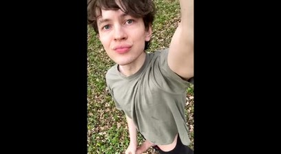 Sexy Twink Plays Risky With His Huge Veiny Cock In The Woods