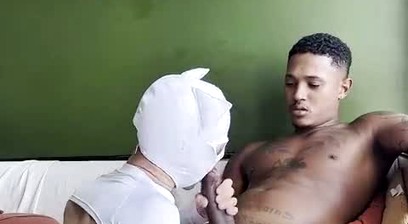 The big black guy with a hard dick fucking deliciously on the couch - Part 2