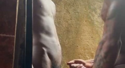 Straight guys having sex in kitchen.