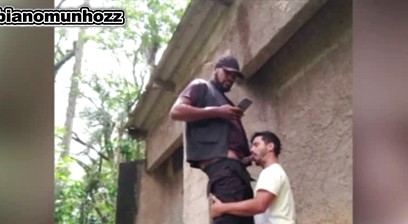 Twink Shorty Sitting on the Park Security Guard