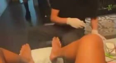 Sneaking in a flash and jerk session while getting a pedicure