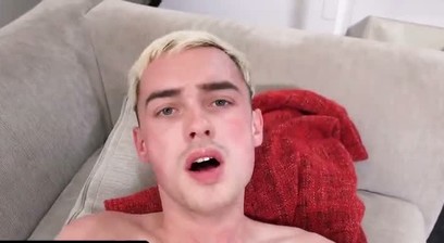 Blonde twink took dick pills and his stepbrother helped him get rid of his boner