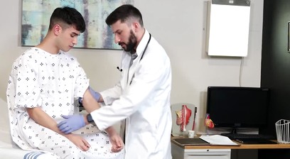 Muscular Scott Demarco extracts  cute Rob Quins semen sample after rough anal sex for resear