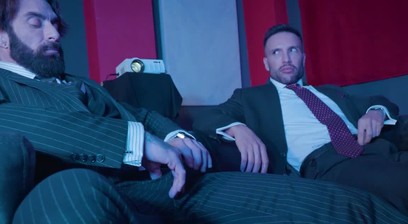 Donato Reyes moans as his bearded lover Scott Carter savors his ass