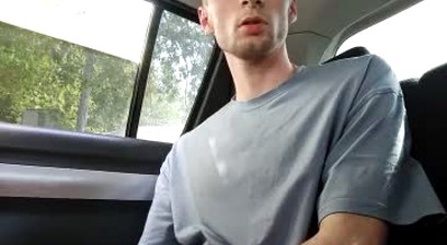 cumming in his car