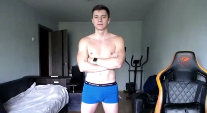 Young Guy Jerking-off and Showing His Hairy Pink Hole at the End