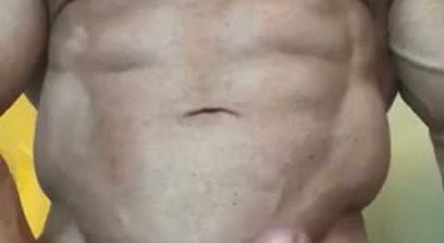 Muscle Hunk Wanking His BIG Cock