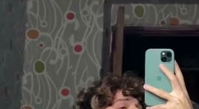 Curly European twink cums