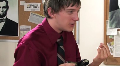 Horny blonde twink Atlanta Grey gives passionate blowjob