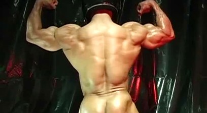 Muscular Guy In A Motorcycle Helmet Getting Jacked Off