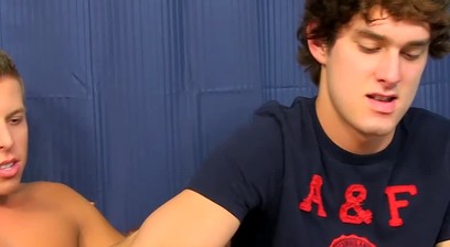Feet licked twink cums on his lollipop after getting fucked