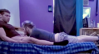 Muscle jock gets first gay blowjob