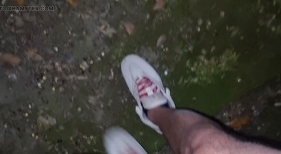 Horny and Exhibitionist Outdoors Cumshot