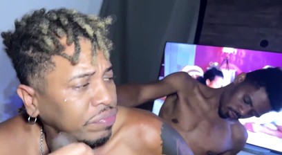 Slutty sex between 3 black guys&comma; Biggest BAREBACK orgy with lots of milk in the ass and mouth&