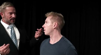 Master Greg Dixxon strips and inspects new slave Grayson Cole and grooms him with a toy