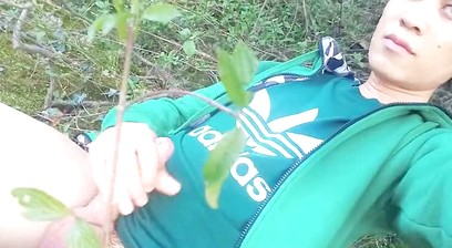 Ruined orgasm, but wanna full, thick cum, gay twink jerking off outdoor in adidas Stan Smith