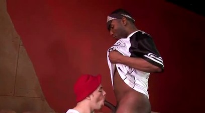 Getting a taste of his first black cock