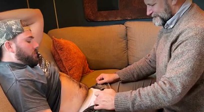 older man shows young how to suck dick