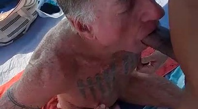 Key West swallowing Pedro's cock and getting fucked in his tent