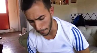 Straight Latino sucks his first uncut dick