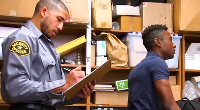 Ebony shoplifter gets ass destroyed by security dick