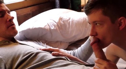 Stepdad rams twink after throat fucking him deep