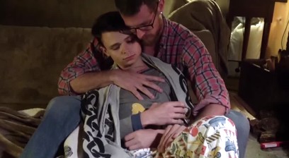 Dad shoves giant cock into stepson's tight untouched ass