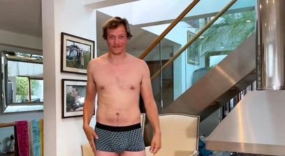 Straight & Hairy Aiden Returns and Wanks his Big Uncut Cock & Squirts a Big Load Everywhere!