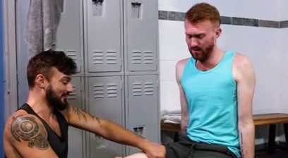 Two hairy Coaches alone in the locker room