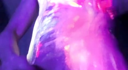 Femboy in uv light and bodypaint