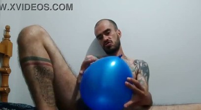 Rubbing my hard cock on a balloon