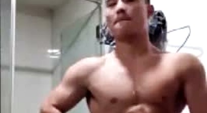 Chinese athletic guy cumshot