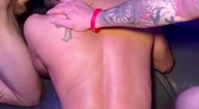 Stretched by three big dicks
