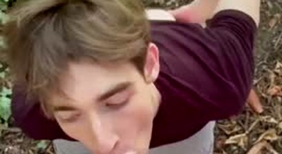 French fit twink having sex outdoors