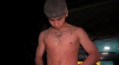 Sexy twink in the woods ass and masturbate