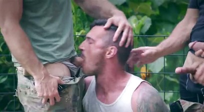 ASGMAX - Inked Hunk Derek Kage Gets His Ass Ruined by Massive Cocks