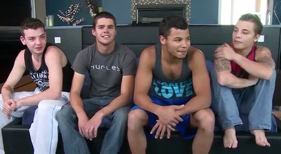 Orgy with 4 Hot Straight Guys Going Raw