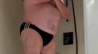 Tight Black Swimming Trunks Piss Cum and Shower