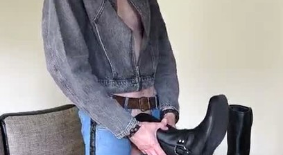 A fetishist guy loves his boots