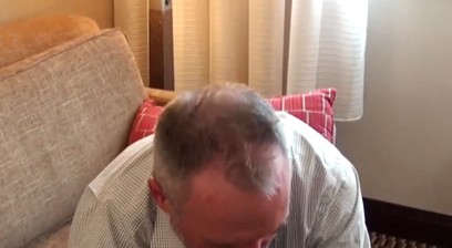 Mature bear Bo Francis strips his business clothes and rubs his tool