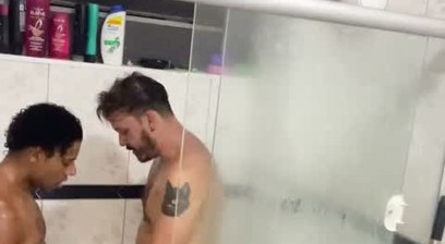 That bastard came to shower with me, gave me a blowjob, and we ended up fucking each other hard.