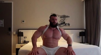 Muscled guy spread his big ass