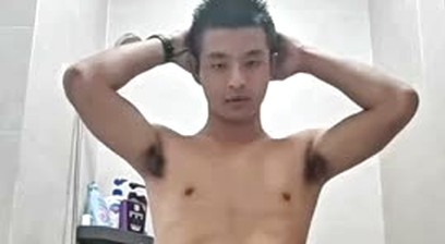 Chinese athletic guy cumshot