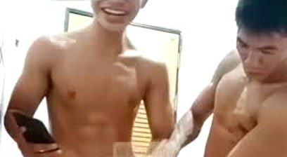 Chinese athletic guys cumshot