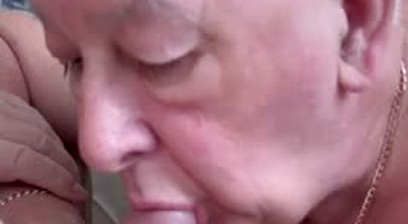 Ian Ford Sucking an Fat Old Man Cock While Wearing Nylons