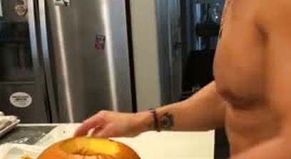 Dean Coxx Naked Cleaning Out A Pumpkin